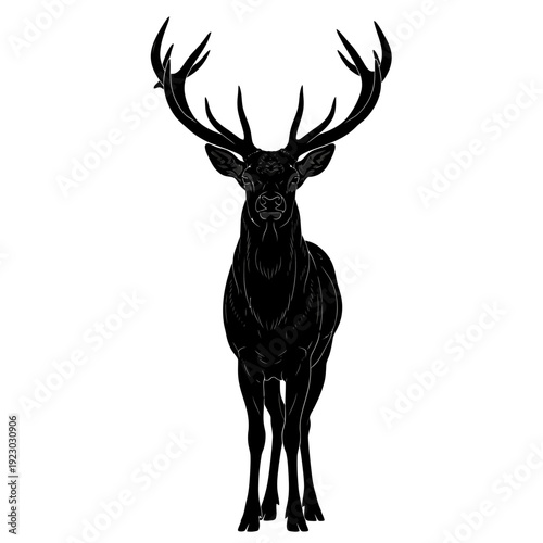 Majestic Black Stag Silhouette Standing Proudly.