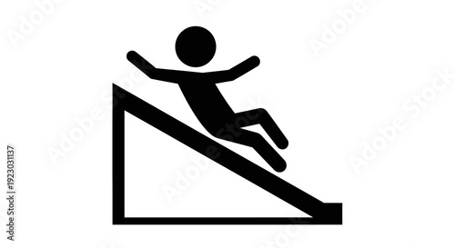 Person sliding down an inclined plane in a simple illustration, demonstrating motion and gravity, reference byo (10)