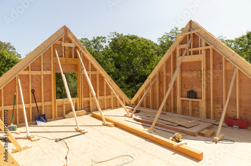 Construction Site  frame  wood house 