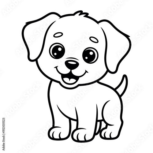 A cute cartoon puppy with a happy smiling face