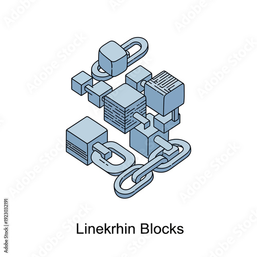 Abstract Blockchain Technology Concept with Linked Blocks and Chains.
