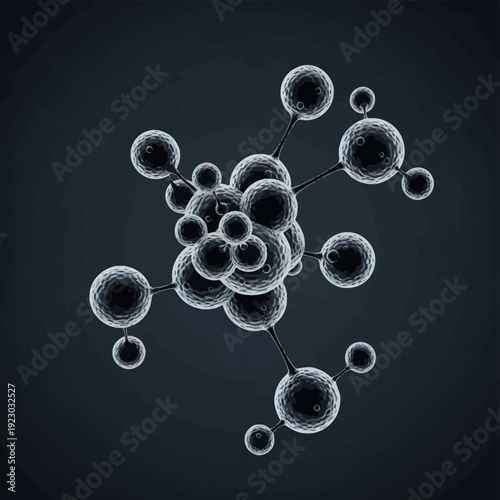 Abstract Molecular Structure with Glowing Spheres.