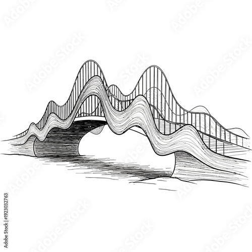 Abstract wavy bridge sketch.