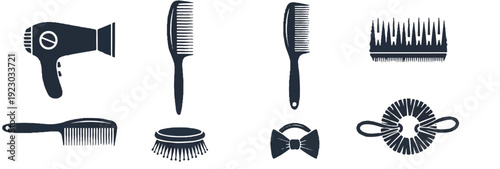 Hair care tools collection icons set isolated