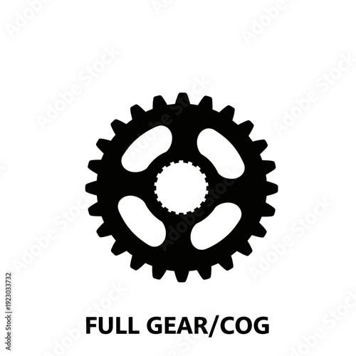 Black Silhouette of a Bicycle Gear or Cogwheel.