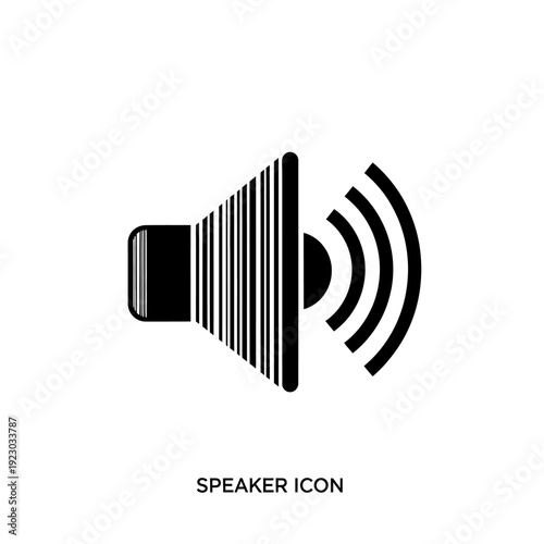 Black Speaker Icon with Sound Waves.