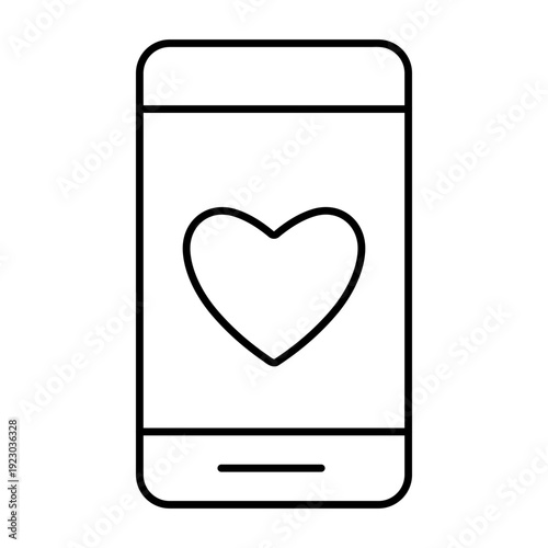 Online fundraising. Sign of mobile phone with heart image. Vector linear graphics about donations for benefit of those in need.