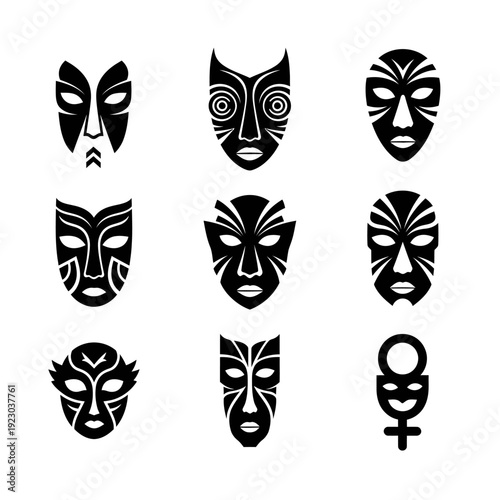 Collection of African Tribal Masks.