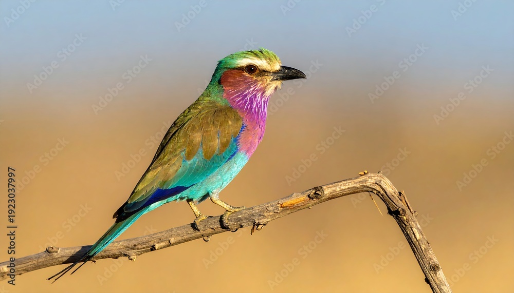 Obraz premium Lilac-Breasted Roller with Pastel Colored Feathers - African Exotic Bird