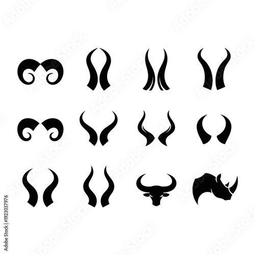 Collection of Animal Horn Silhouettes.