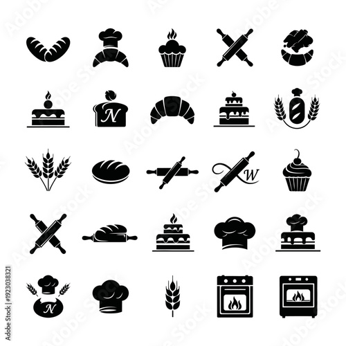 Collection of Baking and Bakery Icons.