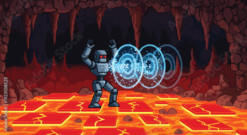 A dramatic illustration depicting a lava flow. Ideal for gaming backgrounds, fantasy art, or symbolizing intense energy and transformation. Evokes a s