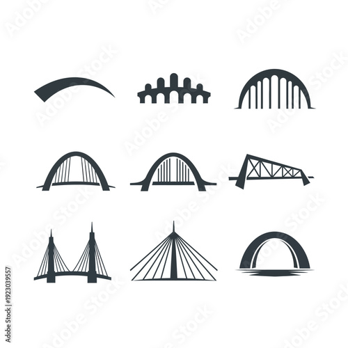 Collection of Bridge Silhouettes Icons.