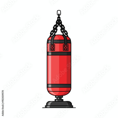 Red Punching Bag Hanging on Chain
