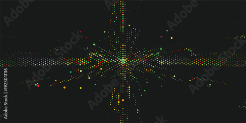 Dark Multicolor Digital Particle Burst Background Vector for Tech Innovation Themes, Perfect for AI conferences, cybersecurity branding, futuristic websites, gaming interfaces and data science visuals