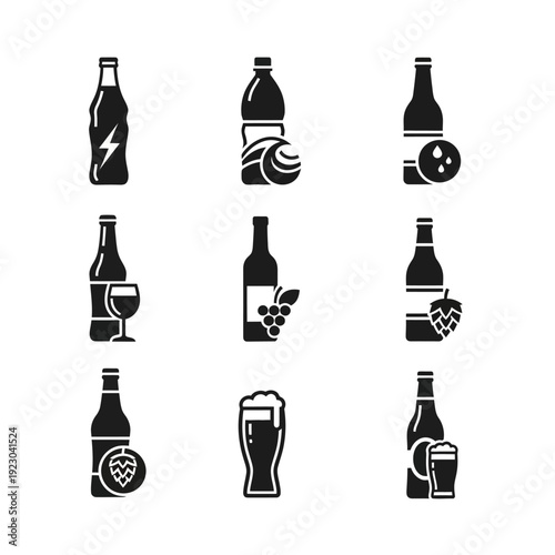 Collection of Beverage Icons and Symbols.