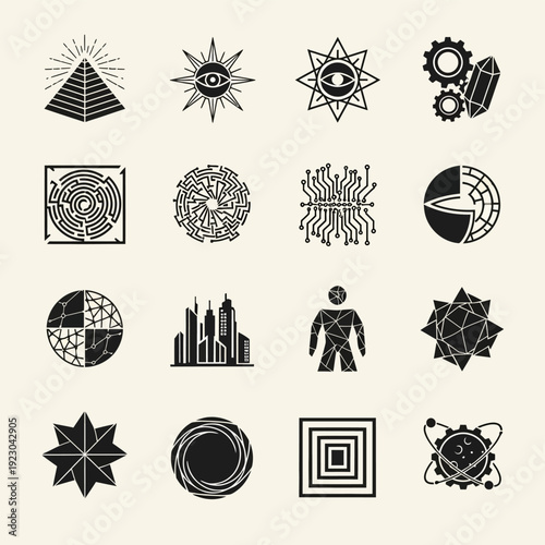 Collection of Esoteric and Futuristic Symbols.