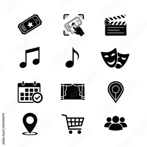 Collection of Event and Entertainment Icons.