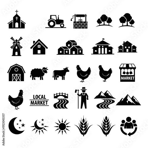 Collection of Farm and Rural Icons.
