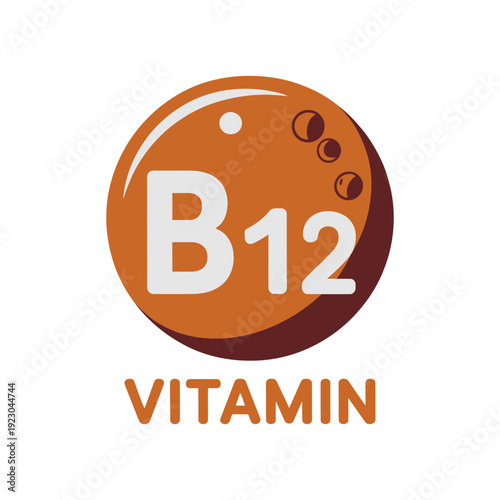 A vitamin B12 logo with orange and white colors