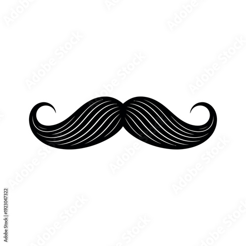 A stylized illustration of a black mustache on a white background