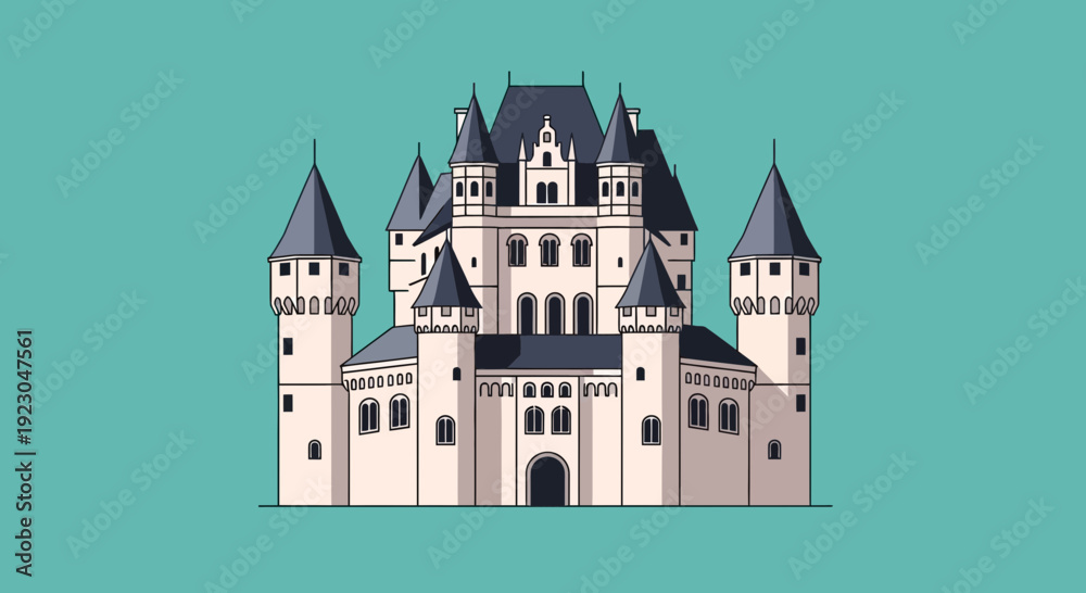 Obraz premium Majestic medieval castle with towers and turrets standing tall