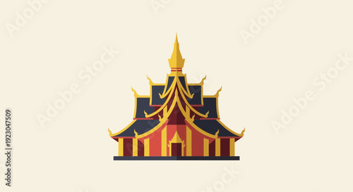 Traditional Thai temple with golden roof and ornate design