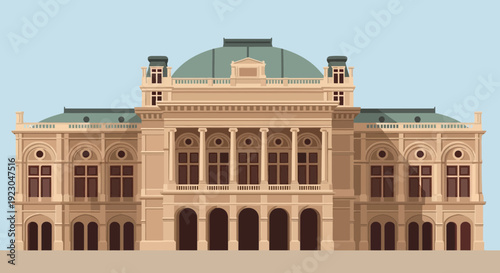 Elegant classical building with symmetrical facade and grand architecture