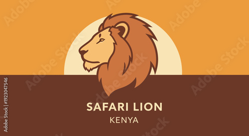 Majestic safari lion illustration from Kenya