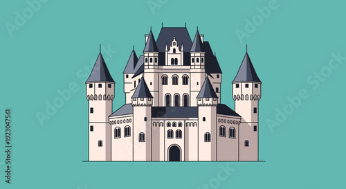 Majestic medieval castle with towers and turrets standing tall
