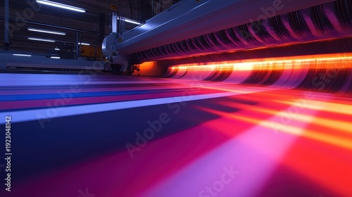 Large format inkjet printing machine producing vibrant custom signage with crisp lines and bright colors in an industrial setting