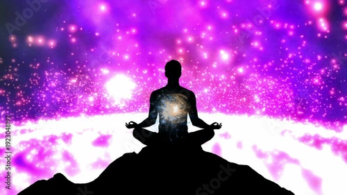 Wallpaper Mural Meditation Silhouette with Radiant Inner Light  Spiritual Energy and Cosmic Connection on Hilltop Torontodigital.ca