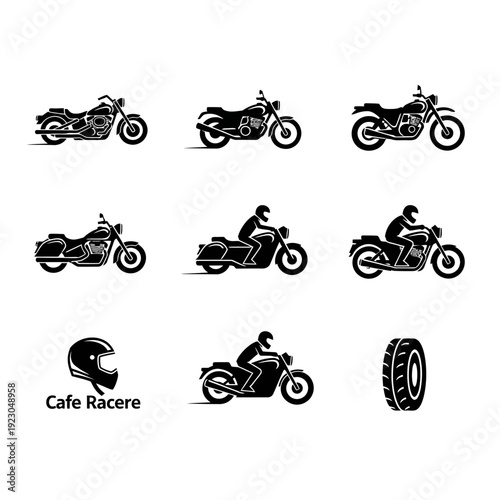 Collection of Motorcycle Icons and Graphics.