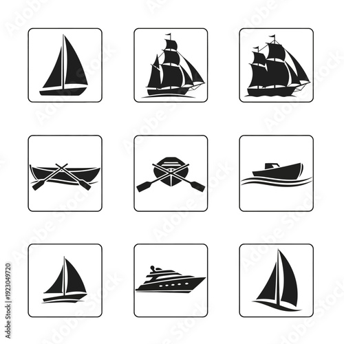 Collection of Nautical Vessel Icons.