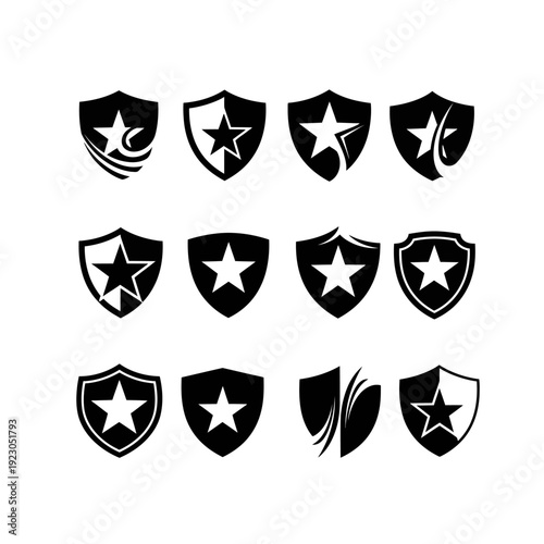 Collection of Shield Emblems with Stars.