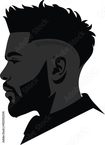 Taper low fade haircut silhouette portrait in sharp barber style