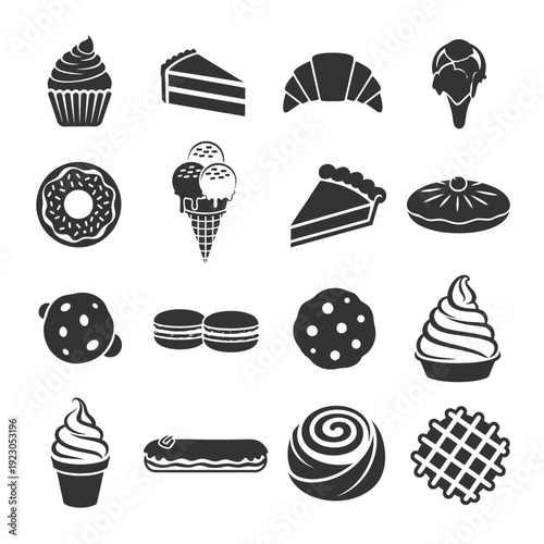 Collection of Sweet Desserts and Pastries Icons.