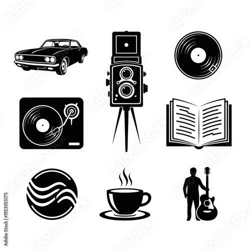 Collection of Vintage and Retro Icons.