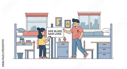 Students Promoting Blood Donation in Dorm Room