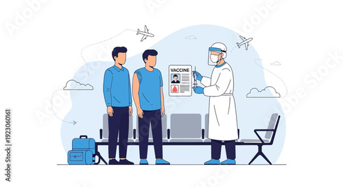 Vaccination at Airport: Doctor Administers Vaccine to Traveler