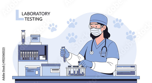 Veterinarian Conducting Laboratory Testing with Medical Equipment