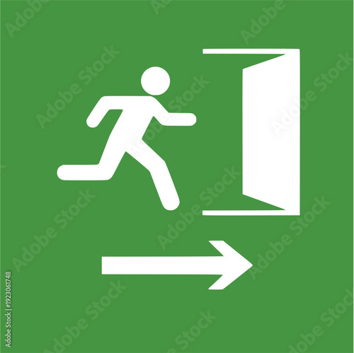 Fire Exit Sign Right Direction – Emergency Evacuation Door Symbol Vector