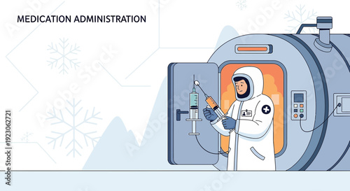 Scientist in Hazmat Suit Administering Vaccine in Cold Environment