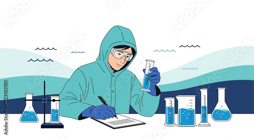 Scientist Conducting Chemical Experiment in Laboratory