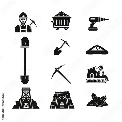 Mining Industry Icons Set 1.