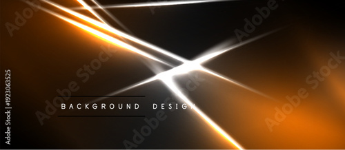 Abstract design features bright lines, orange glow, dark background. Modern aesthetic, dynamic composition, suitable for digital projects.