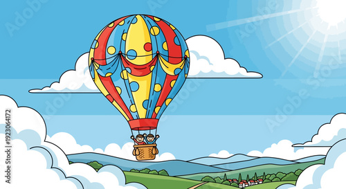 Colorful Hot Air Balloon in Flight.