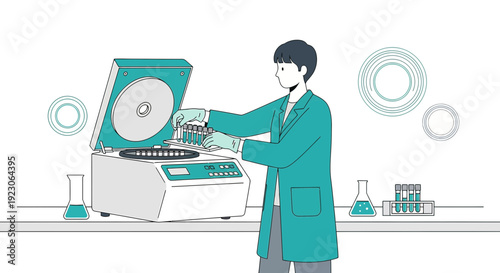 Scientist Operating Centrifuge Machine in Laboratory for Medical Research