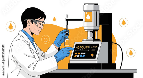 Scientist Performing Laboratory Testing with Viscometer