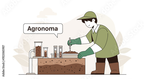 Agronomist Conducting Soil Analysis in Laboratory with Test Tubes and Equipment